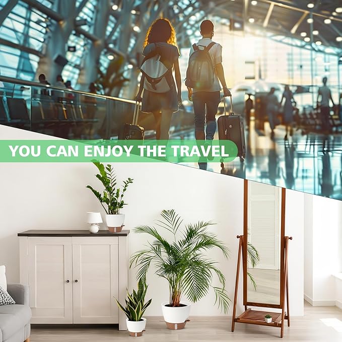 Self Watering Planter with Visual Water Level, 6Pack Small Plastic Pot Set with Drainage Holes and Reservoir Saucers, Modern 8+7+6.5+6+5.5+5 Inch Bottom Watering Flower Pots for Indoor Plant - White