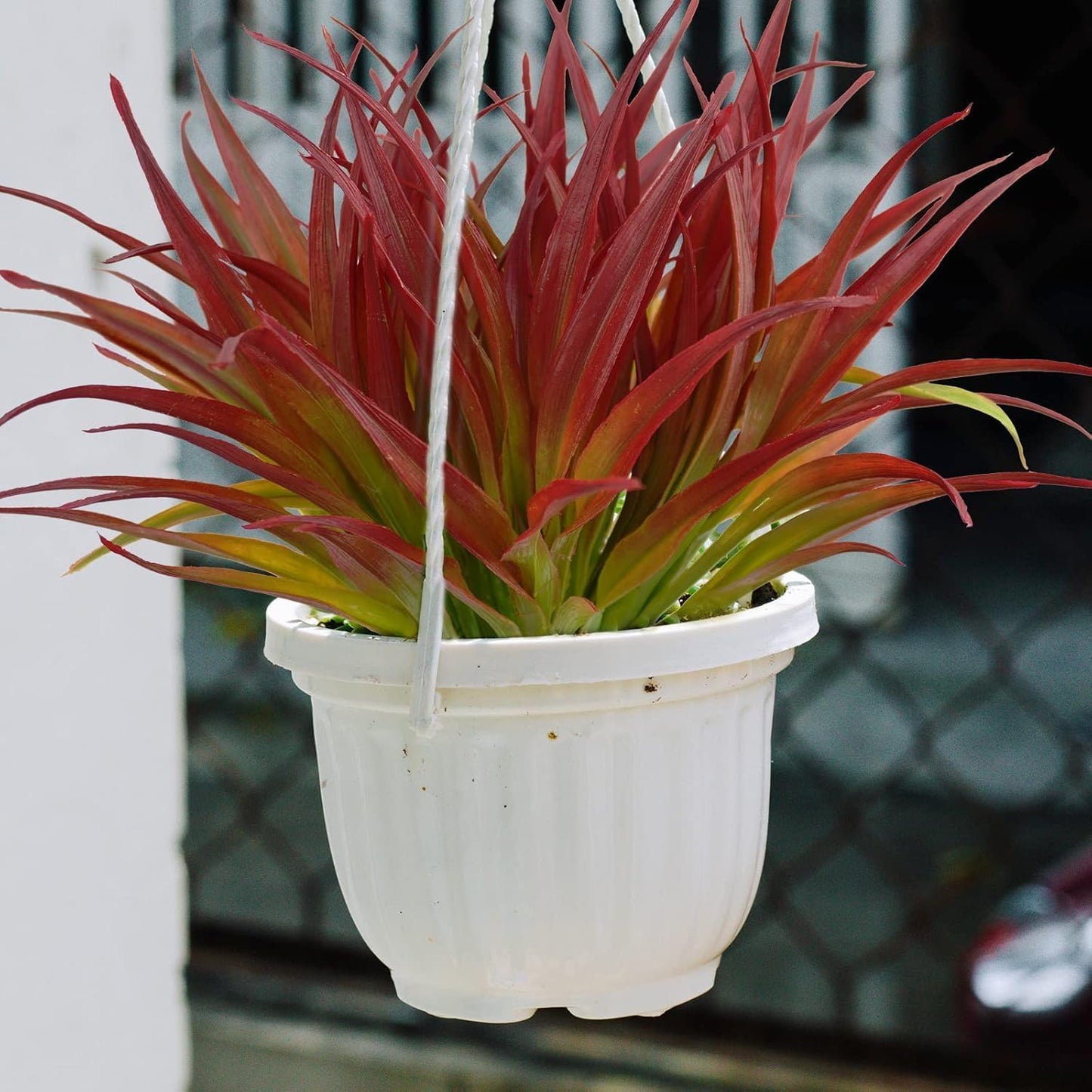 32Pcs Artificial Grass Fake Plants 17.3in Outdoor Plants UV Resistant Greenery Stems Fake Grass for Home Window Garden Office Patio Pathway Front Porch Décor Light Green & Red