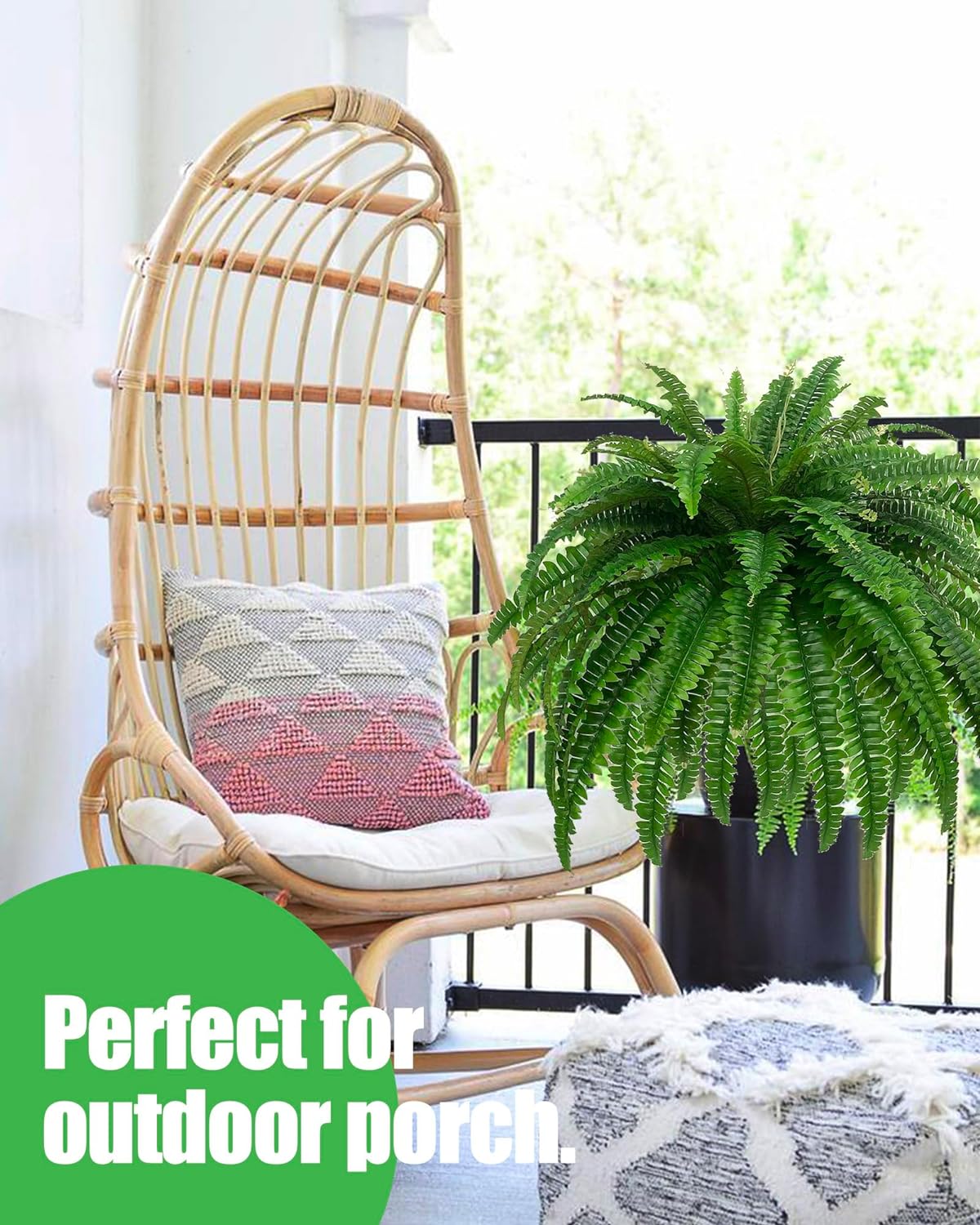 GYERB Large Fake Boston Ferns, 88 Branches Artificial Ferns, Faux Fern Plants for Home, Office, Garden Indoor Outdoor Decoration(48 inch,1pack)