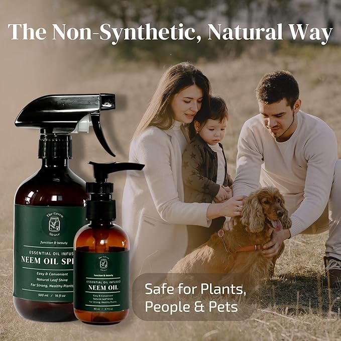 Neem Oil for Plants (Makes 480 fl oz) with Spray Bottle & Essential Oils | for Indoor Houseplants & Outdoor Gardens, Natural Leaf Shine