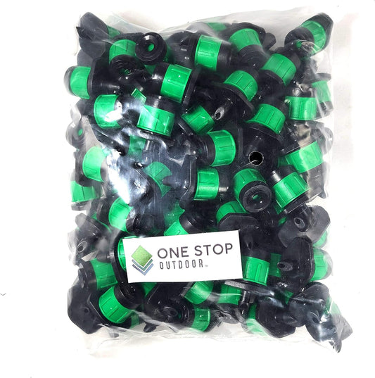 (100-PACK) - 1/4" Inch 360 Degree Drip Emitter On 6" Stake Sprayer Adjustable Flow 0-20 GPH, Fits 1/4 (4-6mm) Irrigation Tubing - Micro Bubbler Drippers for Drip Irrigation (100 Pack Dripper on Barb)