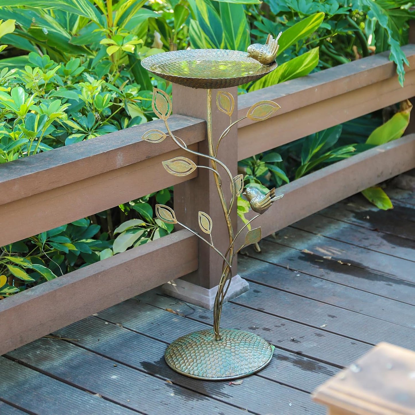 29.9" H Cast Iron Bird Baths for Outdoors, Vintage Pedestal Bird Bath with Bird Statues Metal Birdbaths Bird Feeder Bowl Tray Garden Yard Decoration, Copper