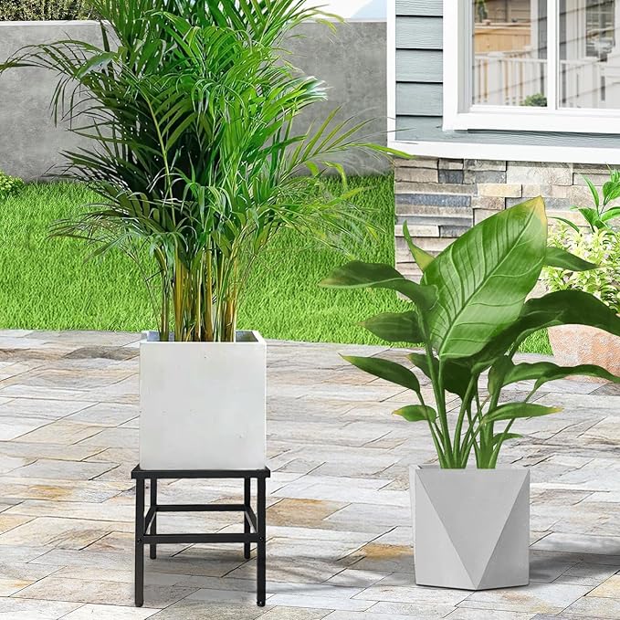 Hongsane Plant Stand Indoor Outdoor,13 Inch Round Metal Plant Stands Riser,Heavy Duty Wrought Iron Pedestal Holders for Large Flower Pot,Outside Rust-Proof Black Flower Display Shelf for Patio,1-Pack