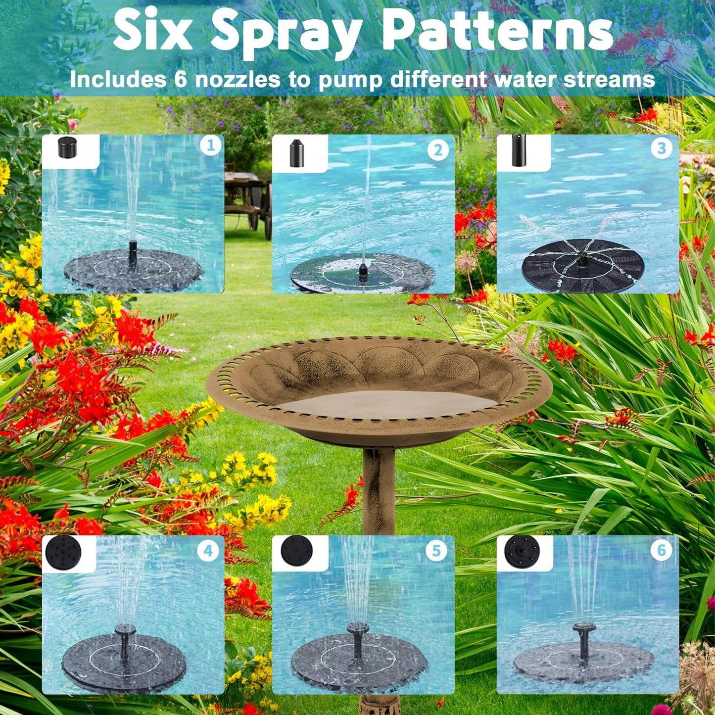 Bird Bath with Solar Powered for Outdoors, 28 Inch Copper Birdbath with Solar Water Fountain Bird Baths Feeder Bowl for Outdoors Garden Patio Yard Lawn Decor