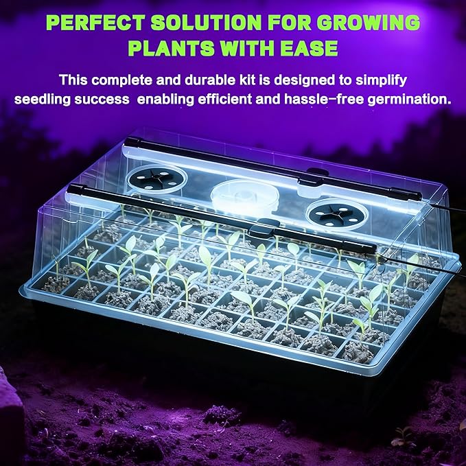 OrionEarth 120-Cell Self-Watering Seed Starter Tray with Grow Lights, Upgraded 1–24H Timer, Seed Trays with Humidity Dome, Indoor Gardening System, Starter Kit for Seeds, Plant Germination