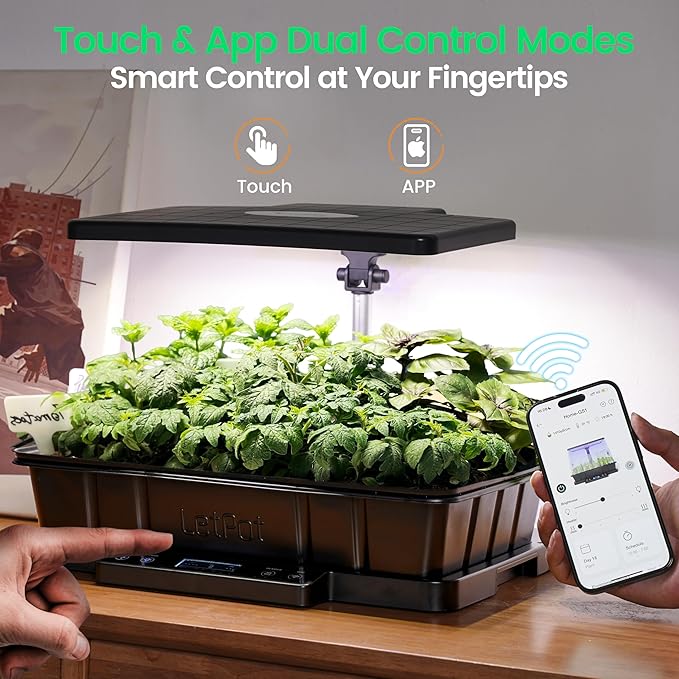 LetPot Smart Seed Starter with Humidity Dome, Germination Kit with Waterproof Seedling Mat, 24W Full Spectrum LED Grow Light, Smart Heating Base, EC Soil Sensor & App Control for Indoor Seed Starting