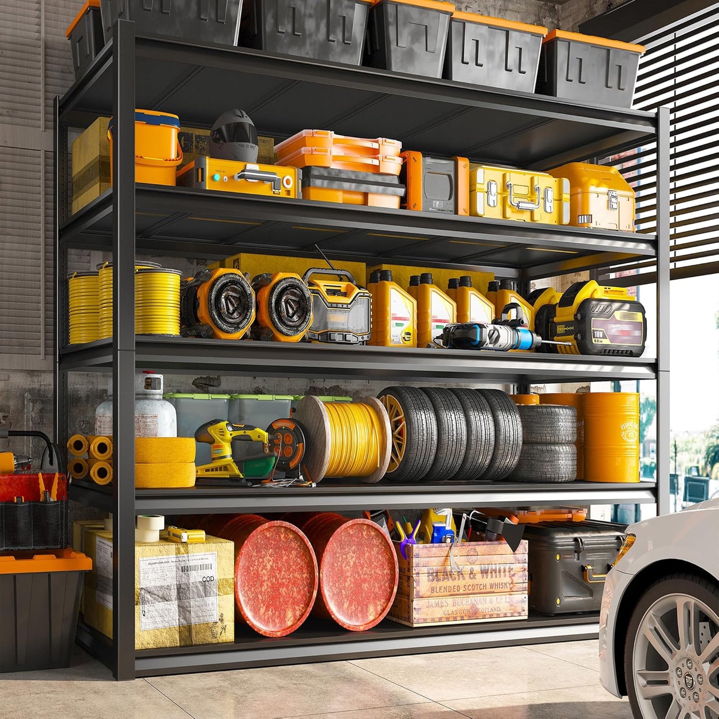 REIBII Garage Shelving 48.2" W Storage Shelves 3000LBS Metal Shelving Heavy Duty Adjustable Metal Shelf 5 Tier Pantry Shelves for Basement Warehouse Supermarket 72.2" H x 24.2" D x 48.2" W, 3 Pack