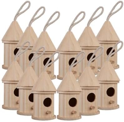 5" Wooden Hut Birdhouse by Make Market - Unfinished Birdhouse Made of 100% Wood, Outdoor Nesting Boxes - Bulk 12 Pack
