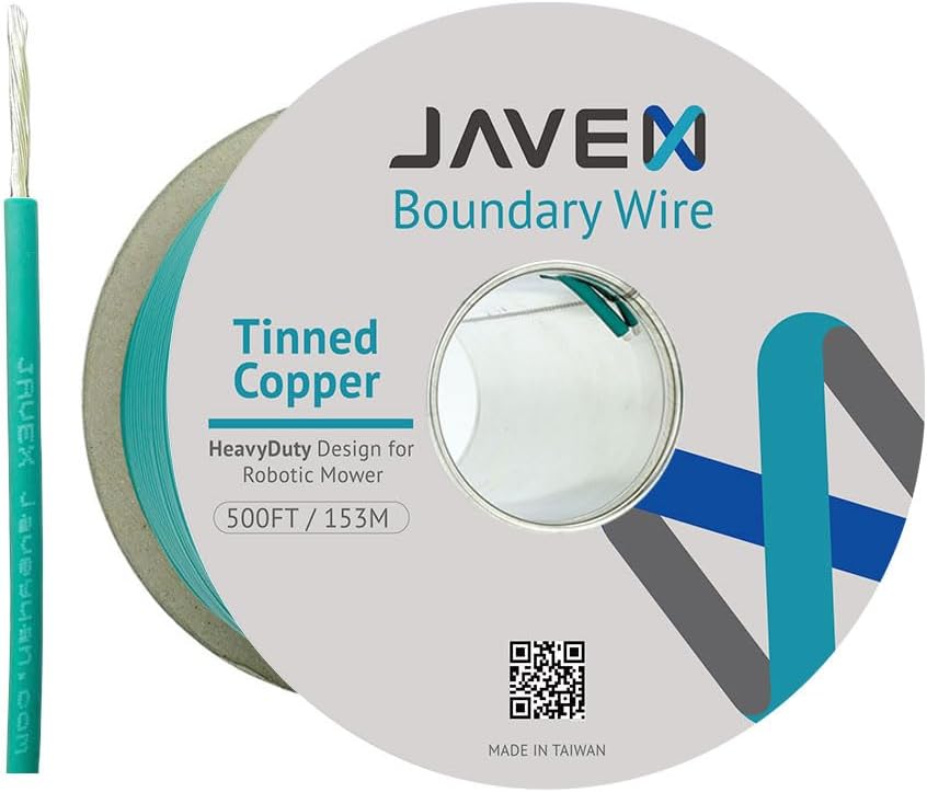 JAVEX Robotic Mower Boundary Wire Cable- Tinned Copper Heavy Duty Universal for Gardena, Husqvarvna, Worx and Other Lawn Auto-Mower Brands Installation Kit [3.4mm, 24x0.25mm] Green, 153M/500FT