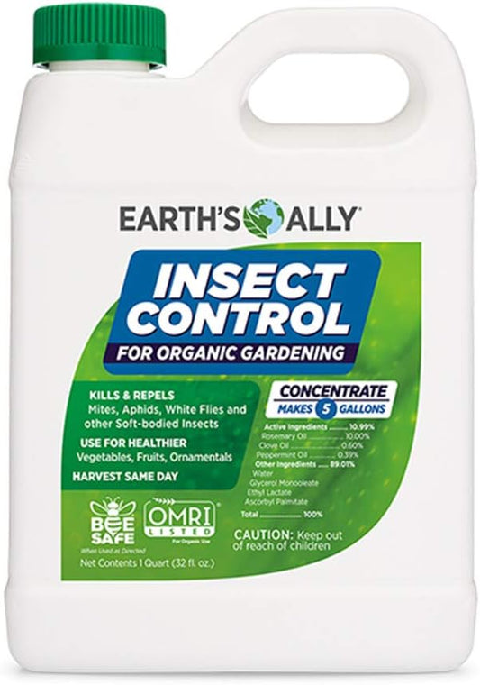 Earth's Ally Insect Control Concentrate for Plants 32 oz | Safe Outdoor & Indoor Plant Insecticide, Spider Mite, Aphid & Mealybug Killer - for Organic Garden & Household Plants