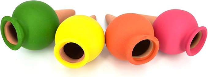 Tuzinano 4-Pack Terracotta Self-Watering Spikes | Eco-Friendly Iron-Rich Clay Olla Irrigation System | Vacation Plant Sitter for Potted Flowers, Herbs, and Succulents