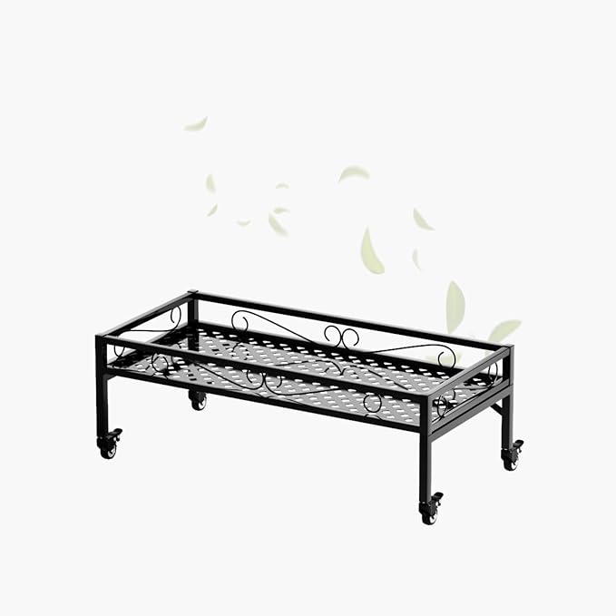 Zhongma Sturdy Metal Plant Stand with Wheels,Heavy Duty Succulent Shelf for Home Indoor and Outdoor, 220 LBS Capacity & Heavy Duty Construction,32.7x16x11.6 Inch High