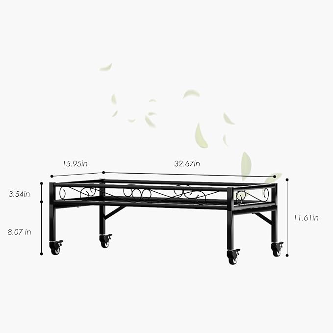 Zhongma Sturdy Metal Plant Stand with Wheels,Heavy Duty Succulent Shelf for Home Indoor and Outdoor, 220 LBS Capacity & Heavy Duty Construction,32.7x16x11.6 Inch High