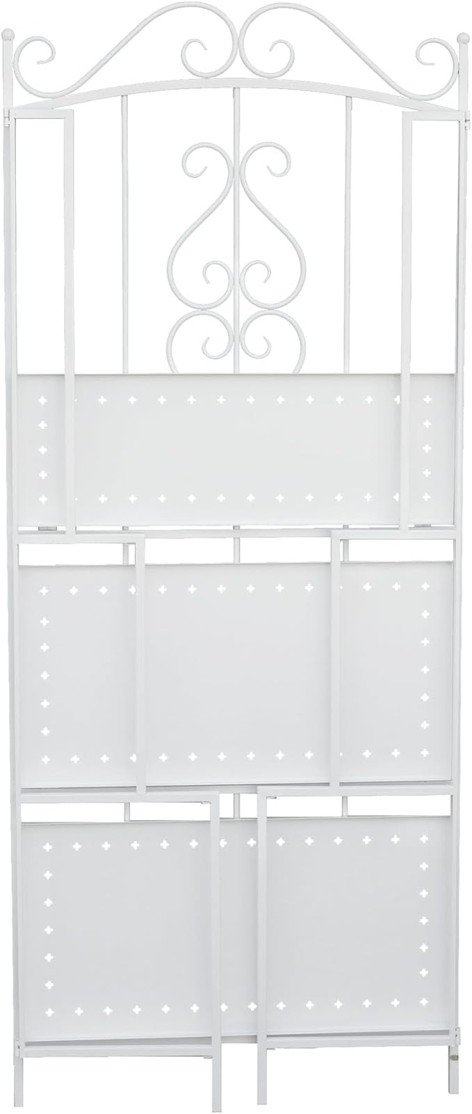 White 3-Layer Floral Plant Stand, French Style Tiered Shelf for Succulents Herbs, Ornate Iron Plant Display for Living Room Garden Decor