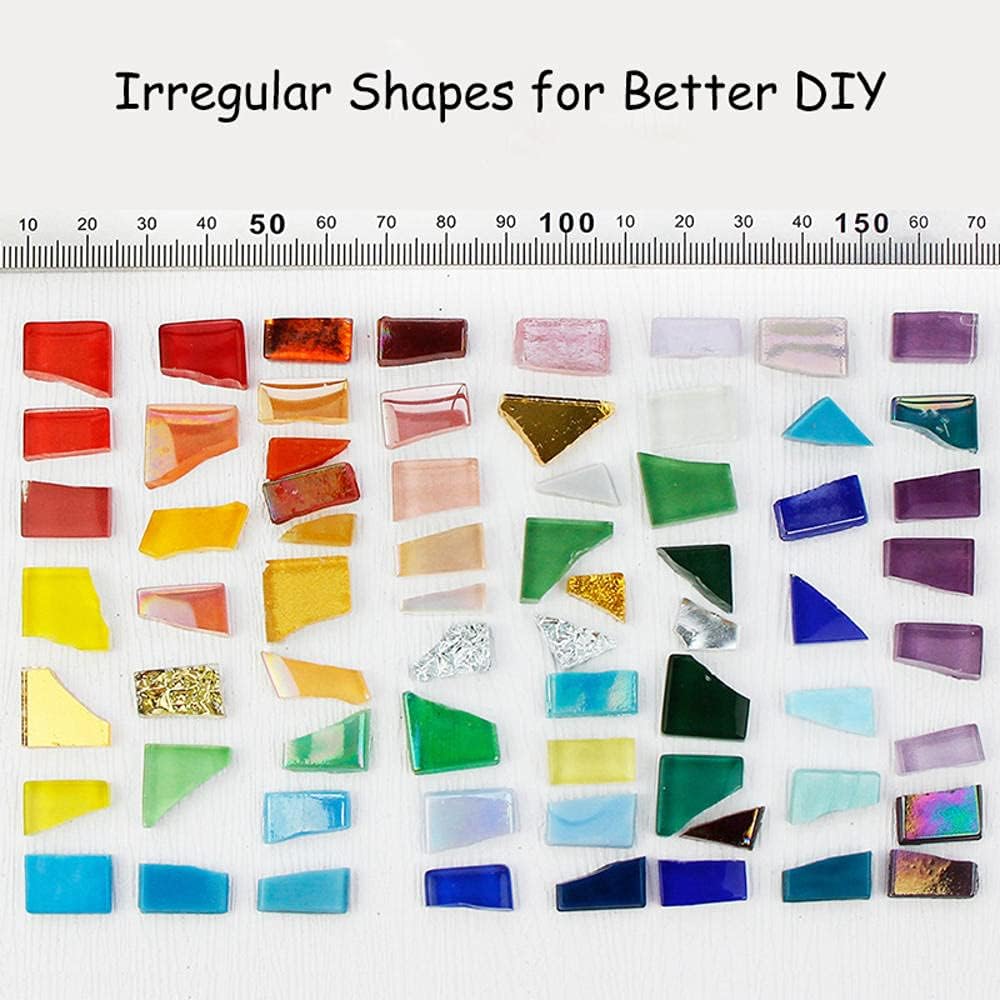 1.1lb Irregular Crystal Mosaic Tiles,Small Mosaic Tile DIY Hobbies Children Handmade Crystal Craft for Crafts Bulk DIY Picture Frames Handmade Jewelry Coaster (Gold Series)