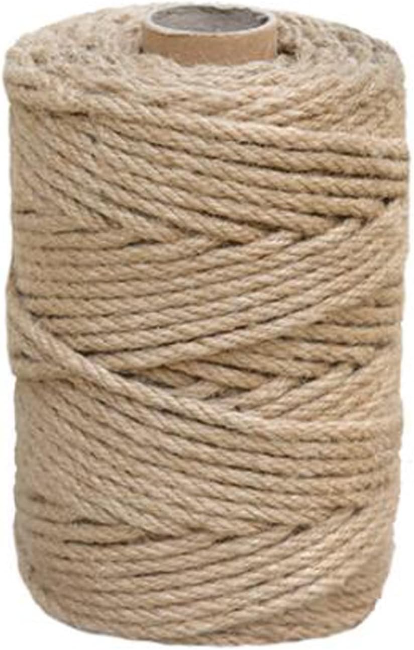 1/6 in (4 mm) X 328 Ft (100 Meters) Jute Twine Rope String for Home Decorating, Cat Scratcher Post Tree, DIY Arts Crafts, Garden, Binding, Packing Material