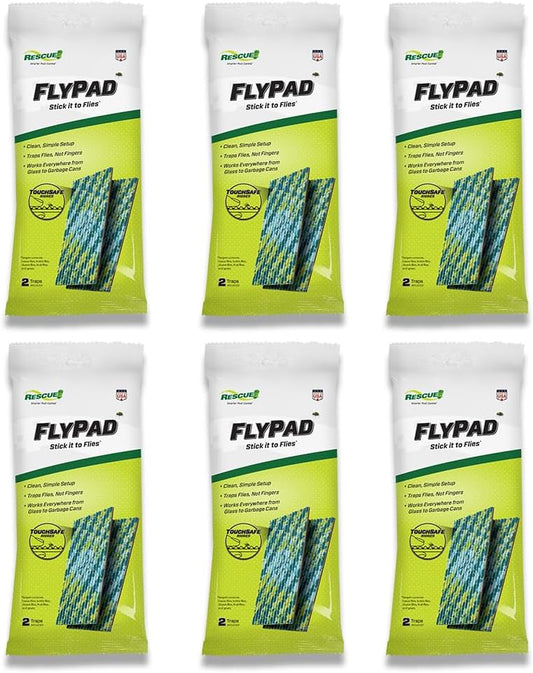 RESCUE! FlyPad – Sticky Fly Traps for Indoor & Outdoor Use - 6 Pack (12 Traps)