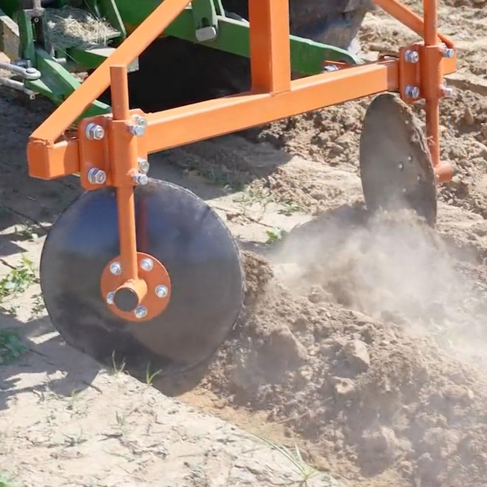 Titan Attachments 3 Point 48" Adjustable Disc Bedder Fits Cat 1 Tractors, Quick Hitch Compatible, Cultivator Garden Bedder and Hiller Attachment, 16" Disc Blades for Outdoor Field Work