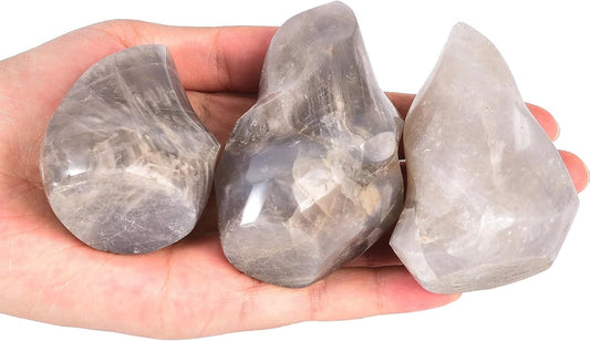 AMOYSTONE Blue Pink Quartz Flame Shaped Stone Towers Large Healing Crystal Quartz Home Decor 1.0LBS