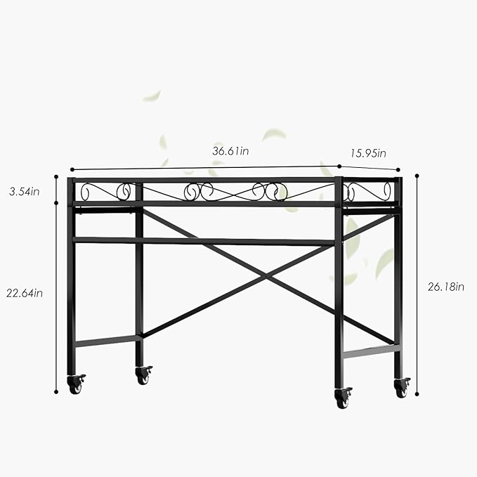 Zhongma Sturdy Metal Plant Stand with Wheels,Heavy Duty Succulent Shelf for Home Indoor and Outdoor, 220 LBS Capacity & Heavy Duty Construction, 36.6 x 16 x 26.2 in High