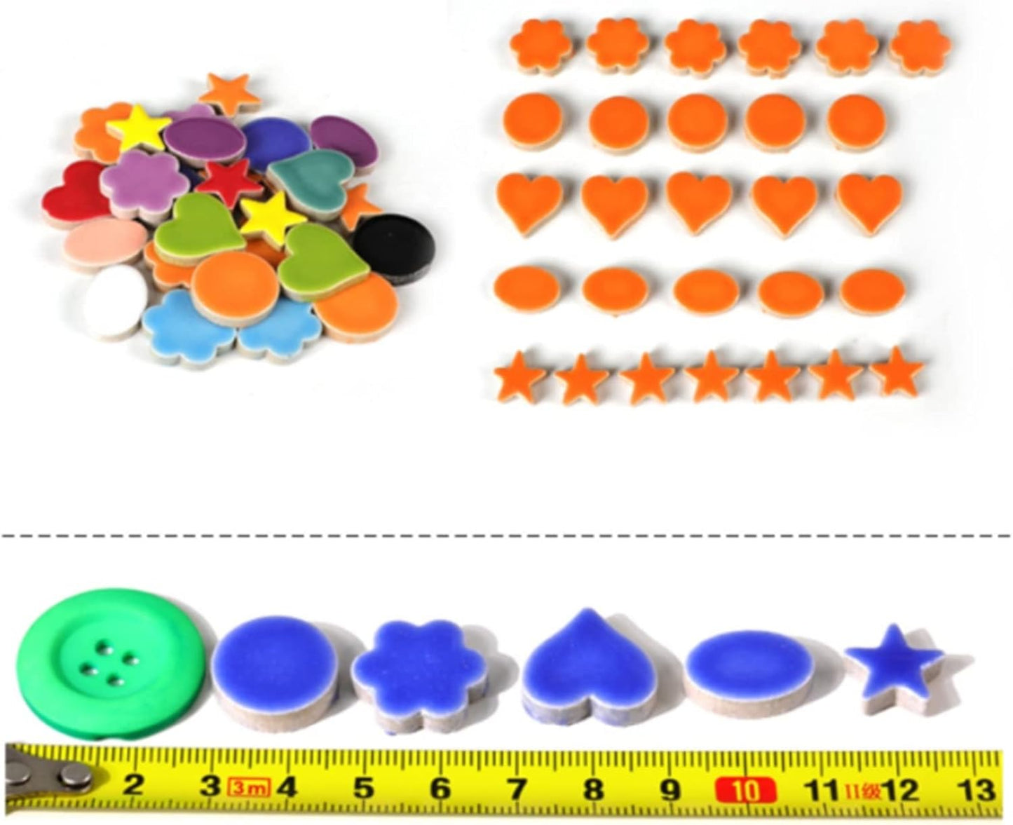 1.5x1.5 cm Ceramic Mosaics Pieces Stained Glass, Assorted Colors and Flowers Shapes, 44pcs/100g (Flowers Mix)