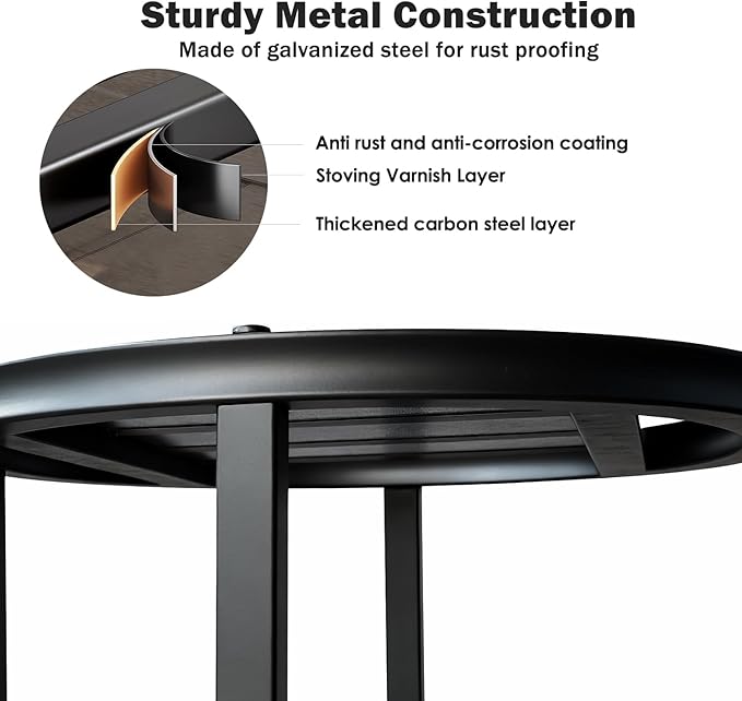 Hongsane Plant Stand Indoor Outdoor,13 Inch Round Metal Plant Stands Riser,Heavy Duty Wrought Iron Pedestal Holders for Large Flower Pot,Outside Rust-Proof Black Flower Display Shelf for Patio,2-Pack