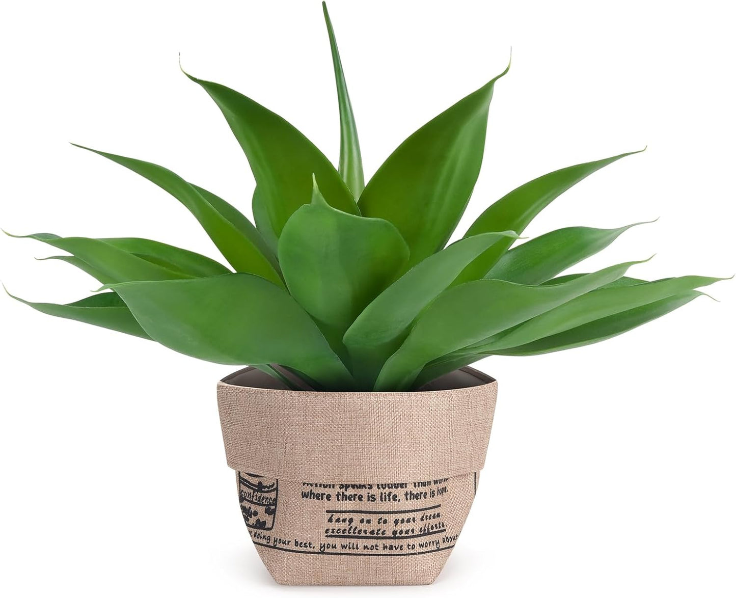 Velener Fake Agave with Burlap Bag, Artificial Plant Outdoor Agave - Fake Plants for Indoor and Outdoor Decor(15 Inch)