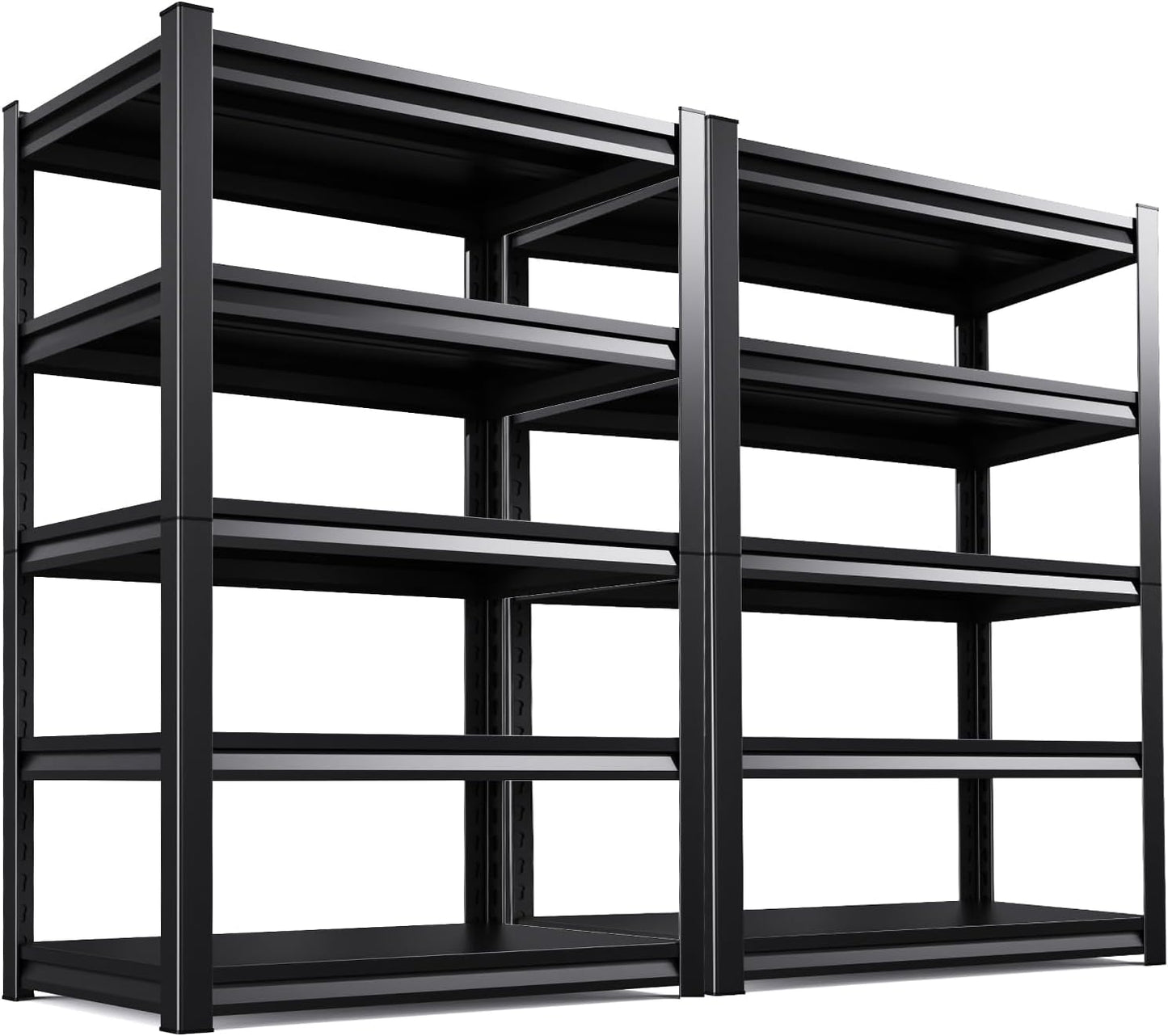 Garage Shelving 2500lb Heavy Duty Shelving Adjustable Metal Shelvings Garage Storage Shelves 5 Tier Utility Shelvin Unit Metal Shelf Rack for Basement Industrial Black 72''H*35.4''W*15.7''D,2 Pack
