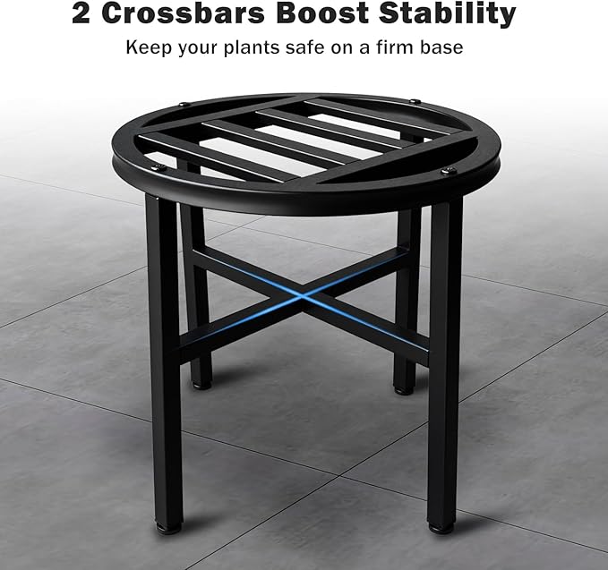 Hongsane Plant Stand Indoor Outdoor,13 Inch Round Metal Plant Stands Riser,Heavy Duty Wrought Iron Pedestal Holders for Large Flower Pot,Outside Rust-Proof Black Flower Display Shelf for Patio,2-Pack