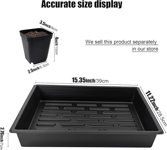 RooTrimmer 3.5 inch (9CM) Square Nursery Pots 120pcs, Sturdy Seedlings Trays 10 Pcs, Seeds Starter Planter Nursery Trays 10 Sets