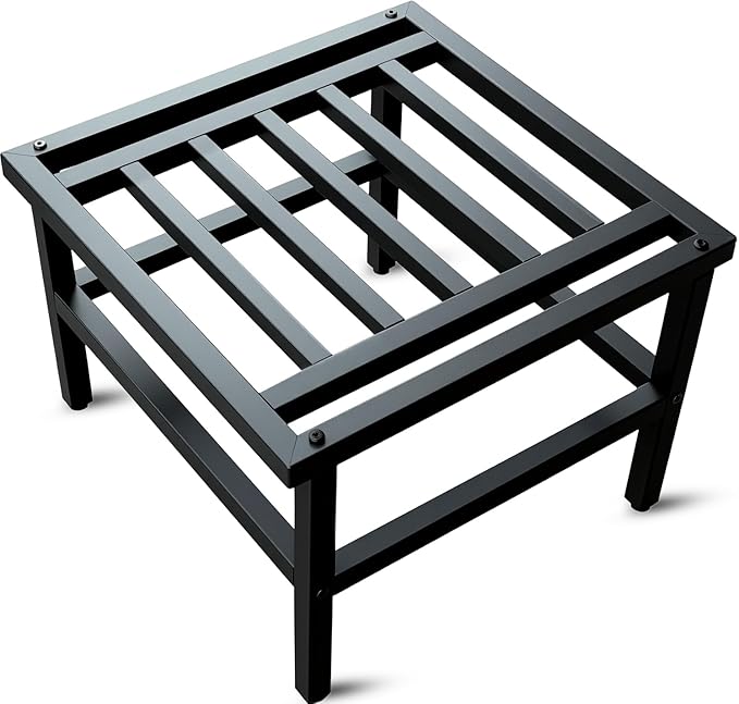 Hongsane Plant Stand Indoor Outdoor,18 Inch Square Metal Plant Stands Riser,Heavy Duty Wrought Iron Pedestal Holders for Large Flower Pot,Outside Rust-Proof Black Flower Display Shelf for Patio,1-Pack