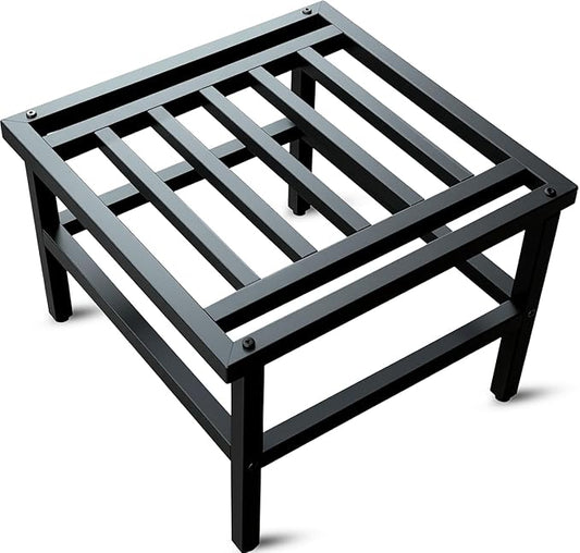 Hongsane Plant Stand Indoor Outdoor,18 Inch Square Metal Plant Stands Riser,Heavy Duty Wrought Iron Pedestal Holders for Large Flower Pot,Outside Rust-Proof Black Flower Display Shelf for Patio,1-Pack