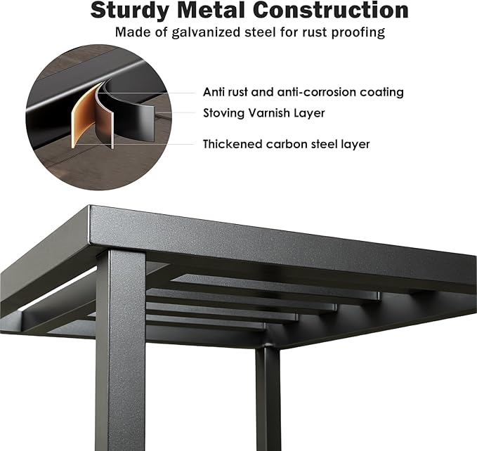 Hongsane Plant Stand Indoor Outdoor,13 Inch Round Metal Plant Stands Riser,Heavy Duty Wrought Iron Pedestal Holders for Large Flower Pot,Outside Rust-Proof Black Flower Display Shelf for Patio,1-Pack