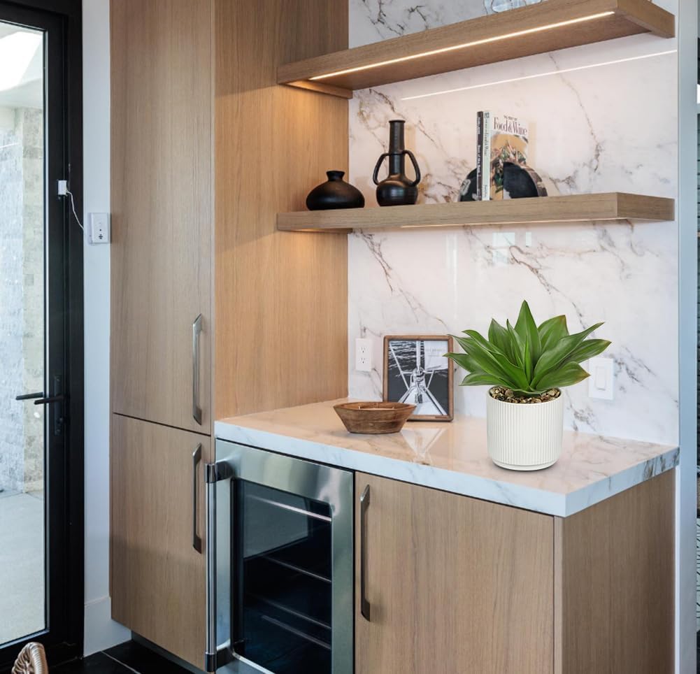 Hollyone Artificial Agave Plants Fake Succulent Agave Plant Potted in White Pot Succulents Aloe Plant for Desk Modern Office Living Room Table Shelf Home Indoor Outdoor Decor