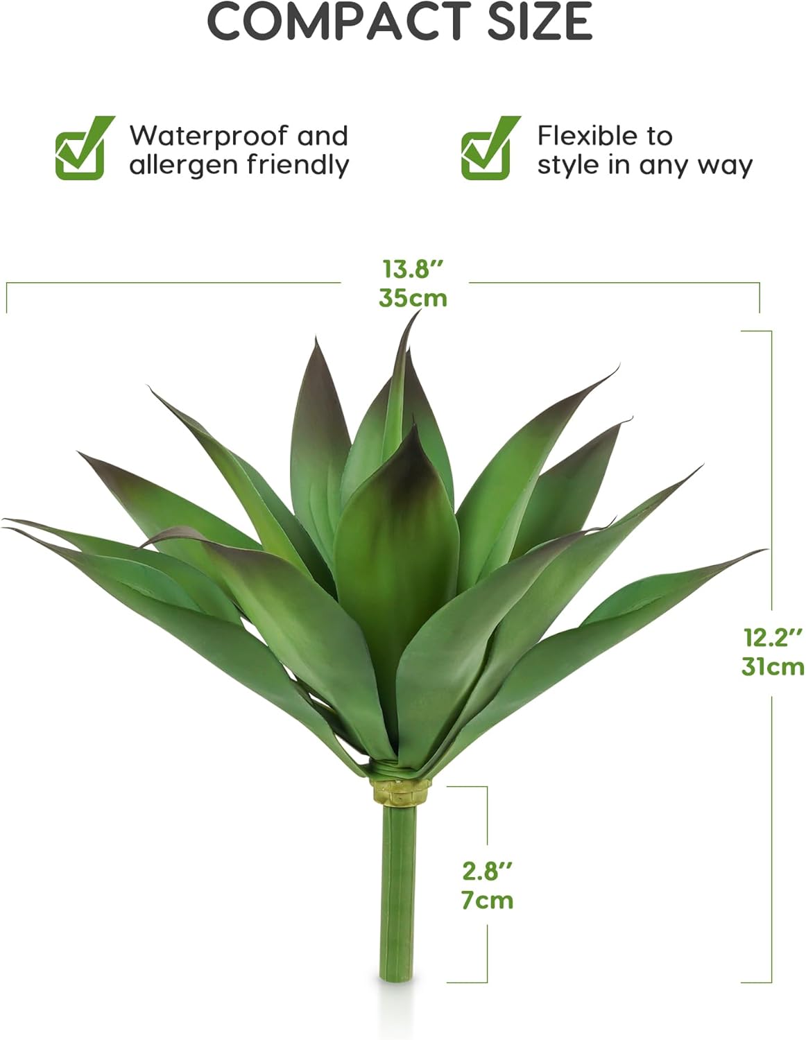 Velener Artificial Outdoor Agave Plant - Small Size UV Resistant Fake Agave Plants for Indoor and Outdoor Decor(Purple, 14 Inch)-2 Pack