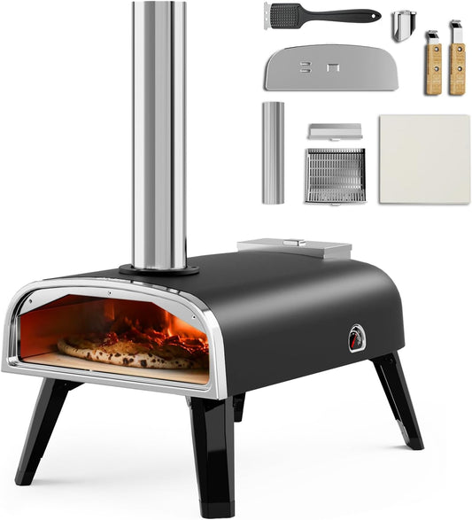 Pizza Oven Outdoor 12" Wood Fired Pizza Ovens Pellet Pizza Stove for outside, Portable Stainless Steel Pizza Oven for Backyard Pizza Oven