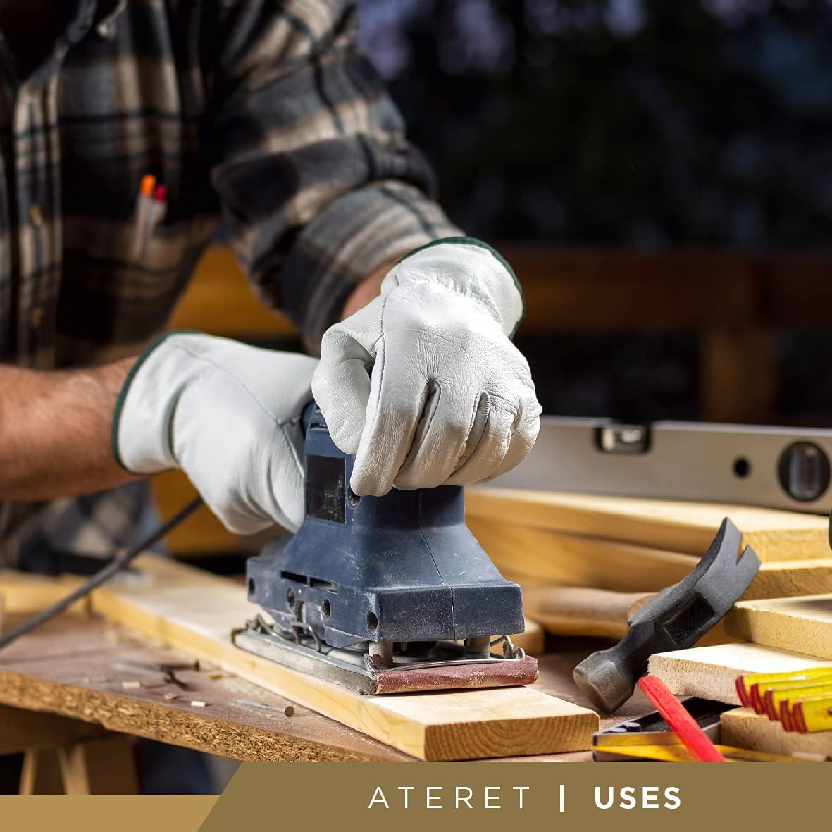 ATERET 24 Pairs Medium Heavy Duty Durable Cowhide Leather Work Gloves I Driver Gloves for Truck Driving, Warehouse, Gardening, Farming