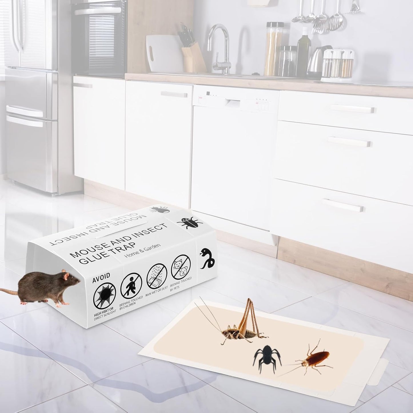 Qualirey Mouse and Insect Glue Boards Pest Glue Traps Bulk Large Mouse Rat Trap Sticky Adhesive for Mice Spider Moth Cockroaches Cricket House Indoor Outdoor Non Toxic(100 Pcs,9.72 x 5.12 Inch)