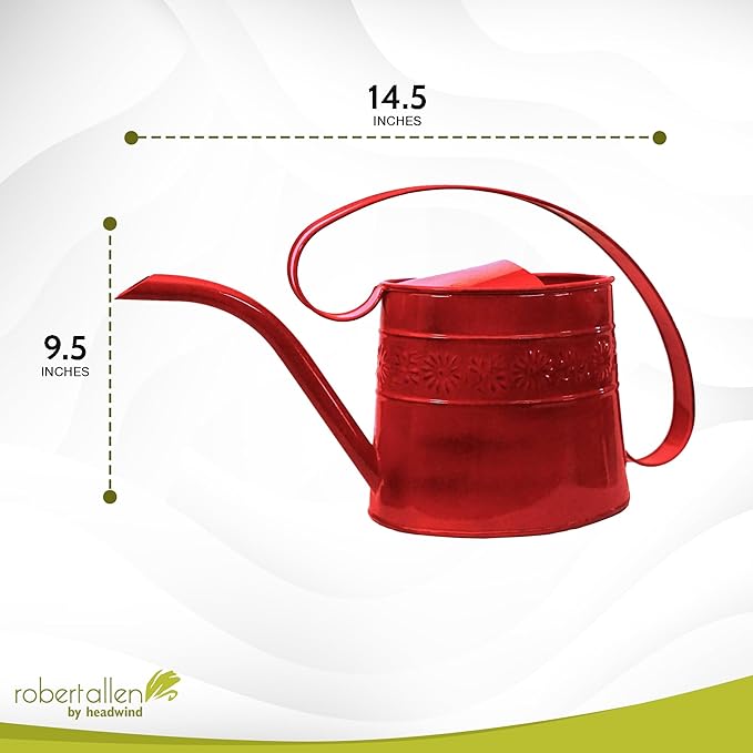 Headwind Willow Cayenne Red 0.5 Gallon Galvanized Decorative Metal Garden Watering Can for Indoor & Outdoor Plant Care – Vintage Gardening Plant Watering Can by Robert Allen