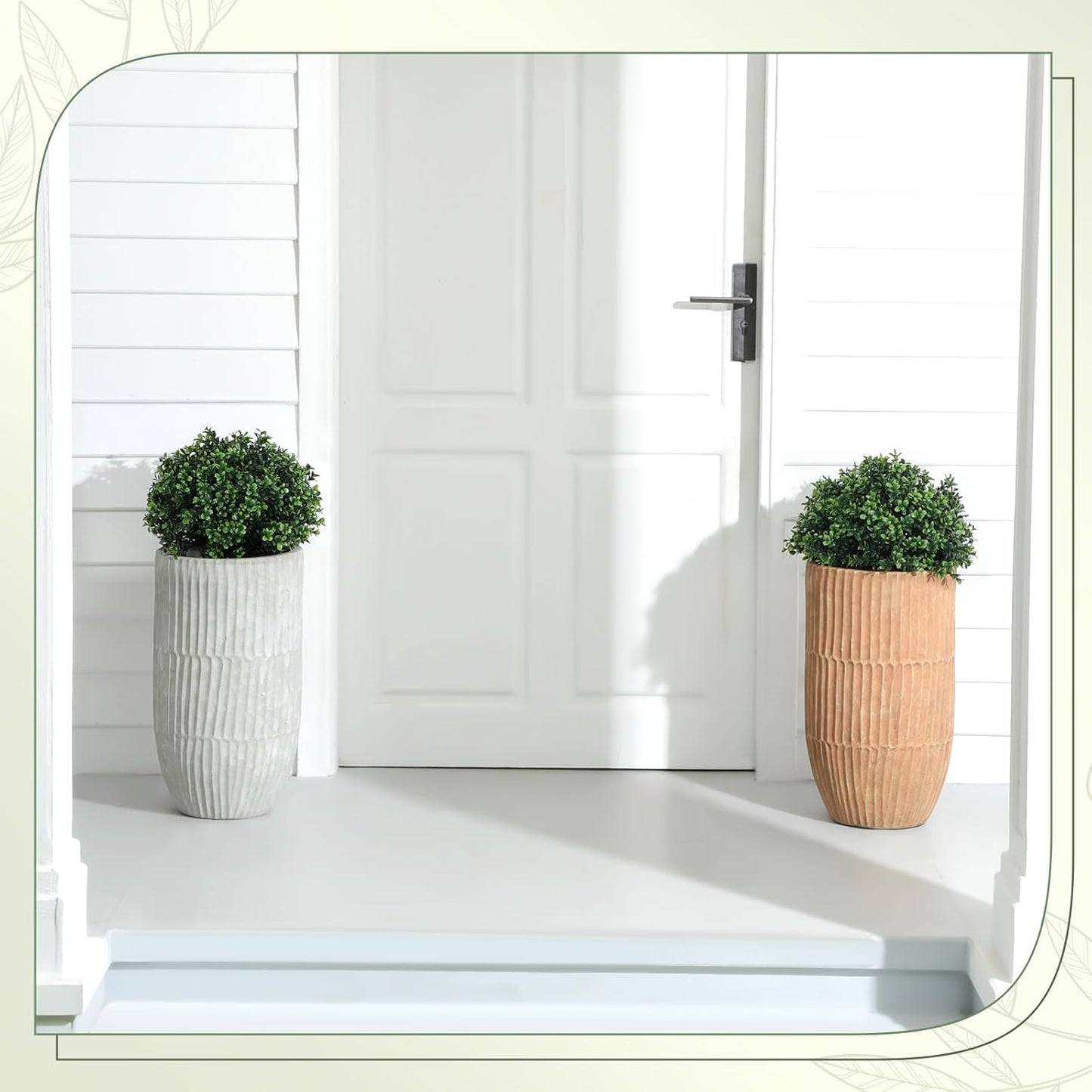 Yunlly 2 Pack 18" Artificial Boxwood Ball Bush Topiary Trees Fake Outdoor Plants, Realistic UV Resistance Faux Shrubs with Spike Greenery Topiary Potted for Front Porch Garden Yard Patio Indoor Decor