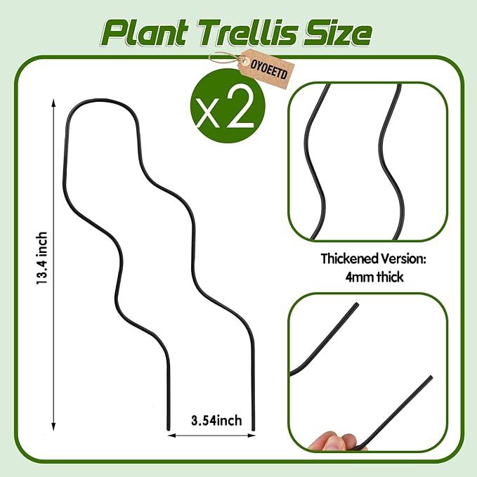 13.4 Inch Indoor Plant Trellis for Climbing Plants,Metal Trellis,Small Garden Trellis for Potted Plants,Plant Stakes for Indoor Plants Accessories Hoya,Flower,Plant Support (Black)