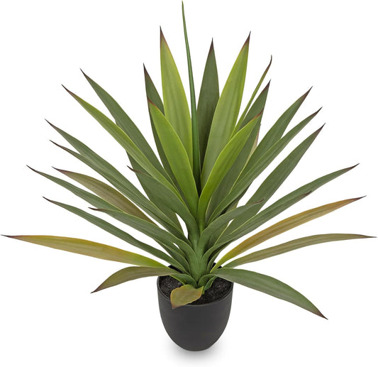 Briful Agave Plant Artificial 20.4'' Faux Agave Plant with Black Pot Outdoor Fake Tropical Plants for Home Office Room Table Garden Front Porch Decor