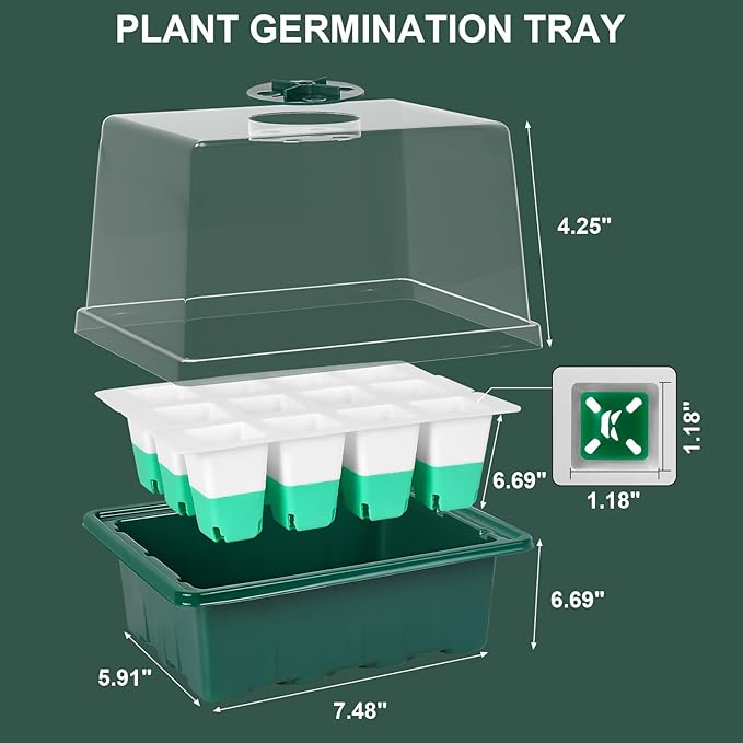 Sondiko Seed Starter Tray with Soft Silicone Cells, 48-Cell Reusable Seed Starter Kit, Seedling Starter Trays with Humidity Dome, Mini Greenhouse Germination Kit, Perfect for Beginner Gardeners