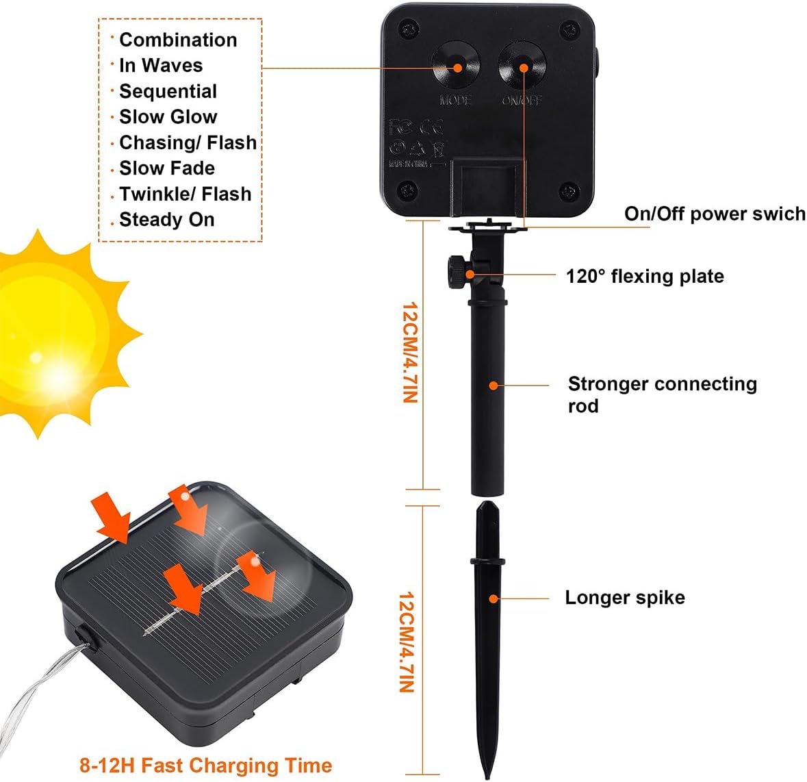 Twinkle Star 2 Pack Outdoor Solar String Lights, Total 80FT 240 LED Solar Powered Halloween Decorative Fairy Lights with 8 Modes, Waterproof Black Wire Light Patio Yard Wedding Party, Purple, 2 Pack