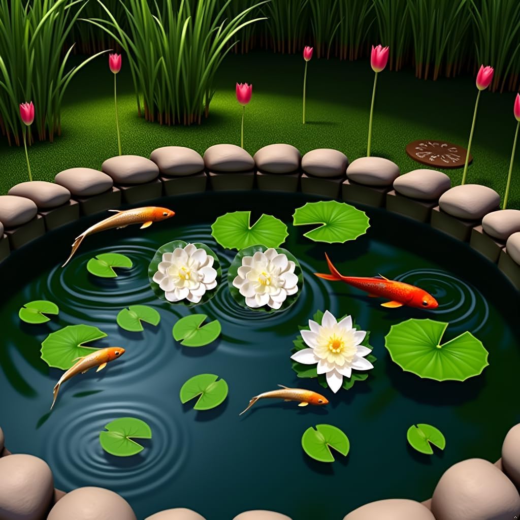 6 Pcs White Artificial Lotus Flowers Large Floating Lotus Flowers Faux Flowers Water Lily Flowers Fish Pond Plants with Artificial Lily Pads, Home Decor Flowers