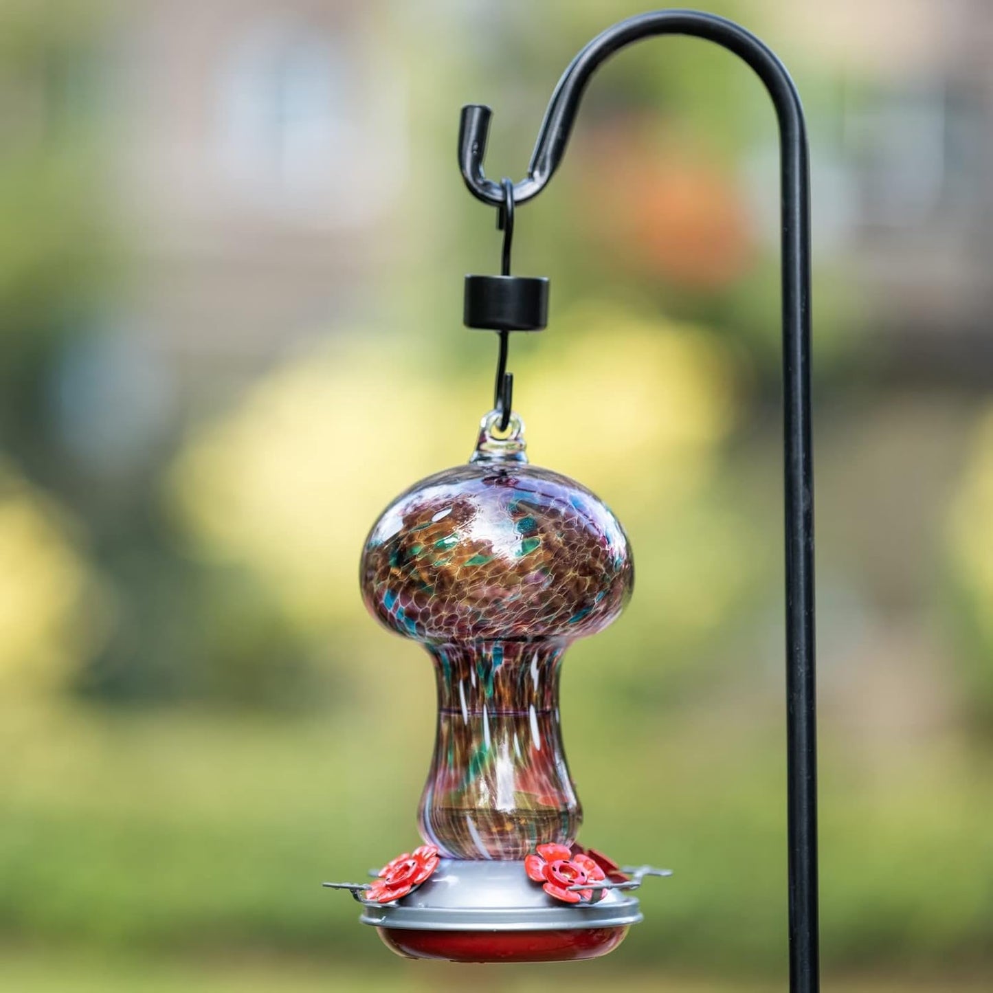 Muse Garden Gifts for Women Hummingbird Feeders for Outdoors Hanging Ant and Bee Proof, Blown Glass Hummingbird Feeder with Ant Moat, Christmas Gardening Gifts for Women Mom, 28OZ, Purple Polka Dots