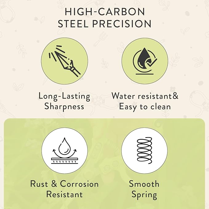 Modern Sprout Hand Pruners & Shears Set with Blister Pack - Lightweight Gardening Tools with Easy Lock - Sharp Carbon Steel Blades -Rust Resistant Scissors for Herbs, Flowers - Chartreuse