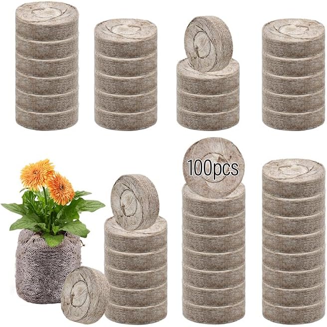 Legigo 100 Pcs 50mm Seed Starter Peat Pellets for Seedlings- Compressed Seed Starter Pods Seed Starting Pellets Plugs Soil Peat Pods for Starting Seeds, Garden Planting Herb Flower Vegetables