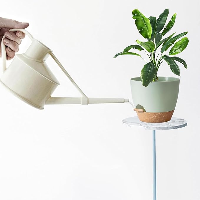 5-Pack Plant Pots with Drainage for Winter Care 7/6.5/6/5.5/5 Inch, Self Watering Pots for Indoor Plants, Planters for Indoor Outdoor Plants, Plastic Flower Pot, Planter for Indoor Outdoor (Green)