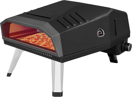 12" Pizza Oven, BOINN Pizza Oven Outdoor with Folding Design, Portable Outdoor Propane Gas Oven with Integrated Thermometer for Backyard, Camping, Picnic
